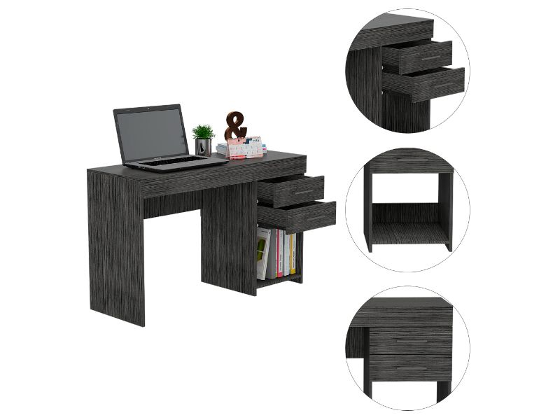 Maui 2 Drawers Computer Desk, One Lower Shelf