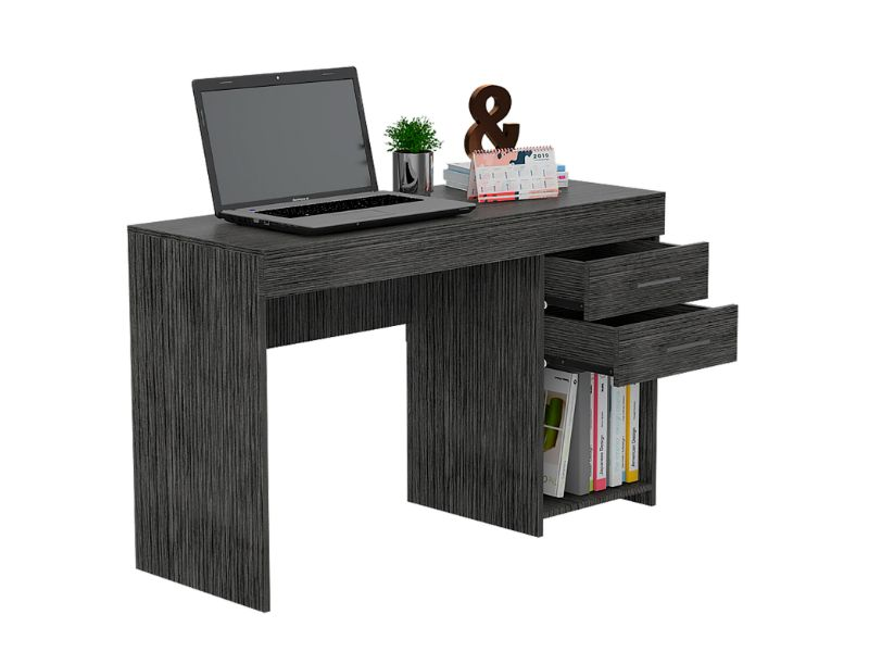 Maui 2 Drawers Computer Desk, One Lower Shelf