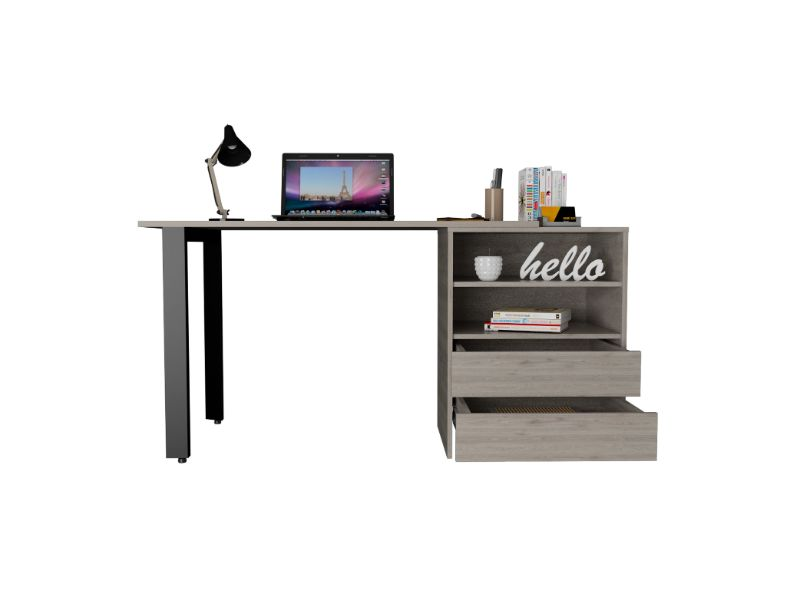 Austral 120 Writing Desk, Two Legs, Two Drawers, Two Shelves