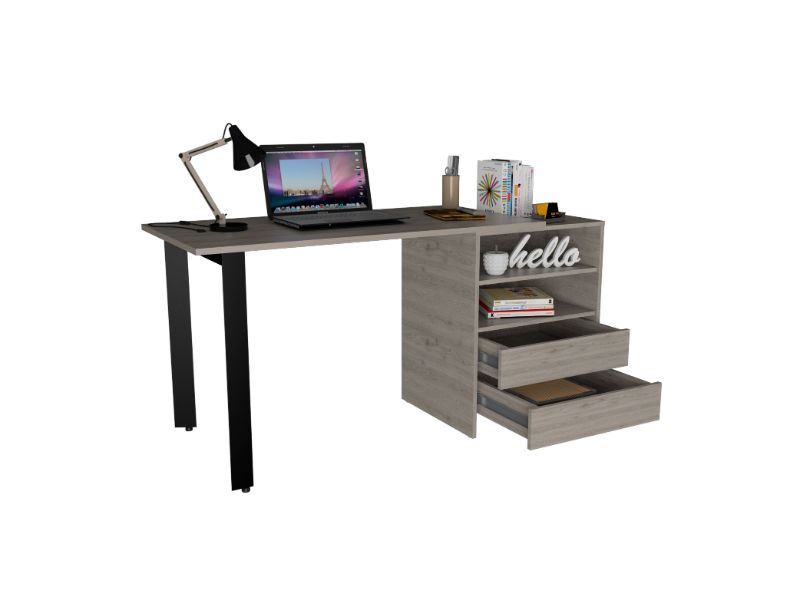 Austral 120 Writing Desk, Two Legs, Two Drawers, Two Shelves