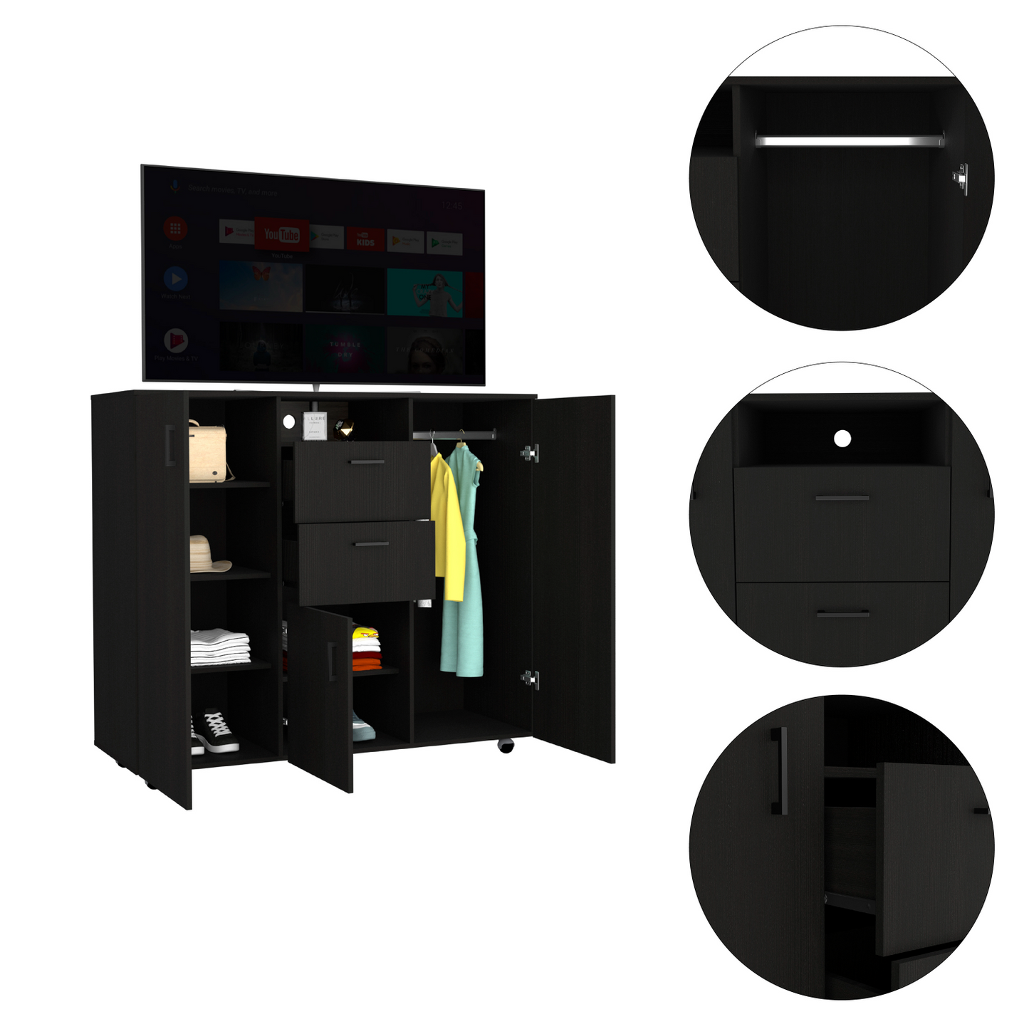 Milano Double Door Cabinet Dresser, Two Drawers