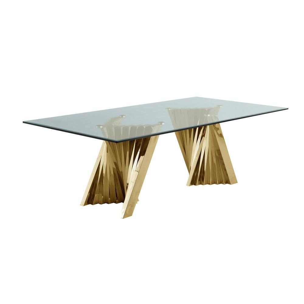 9pc dining set- Recatngle Glass table with gold color base and Dark Grey velvet chairs