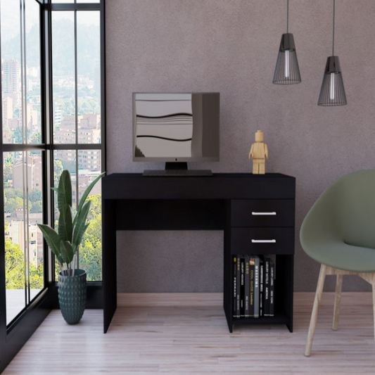 Maui 2 Drawers Computer Desk, One Lower Shelf