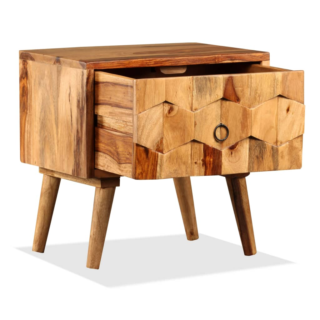 vidaXL Bedside Cabinet with 1 Drawer Solid Sheesham Wood