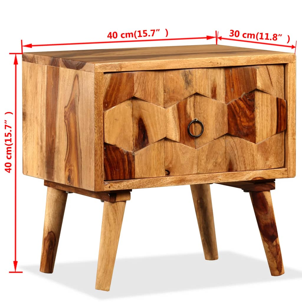 vidaXL Bedside Cabinet with 1 Drawer Solid Sheesham Wood