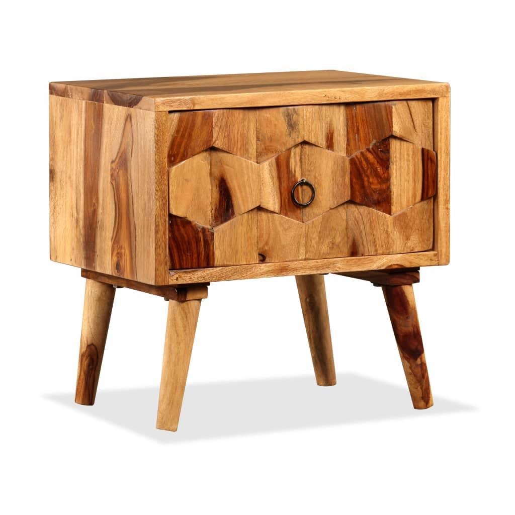 vidaXL Bedside Cabinet with 1 Drawer Solid Sheesham Wood