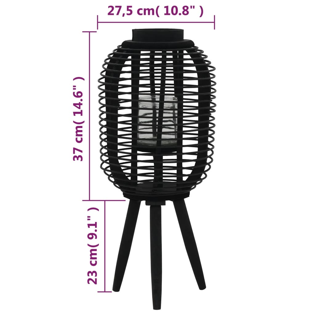 vidaXL Freestanding Candle Lantern Holder Bamboo Black