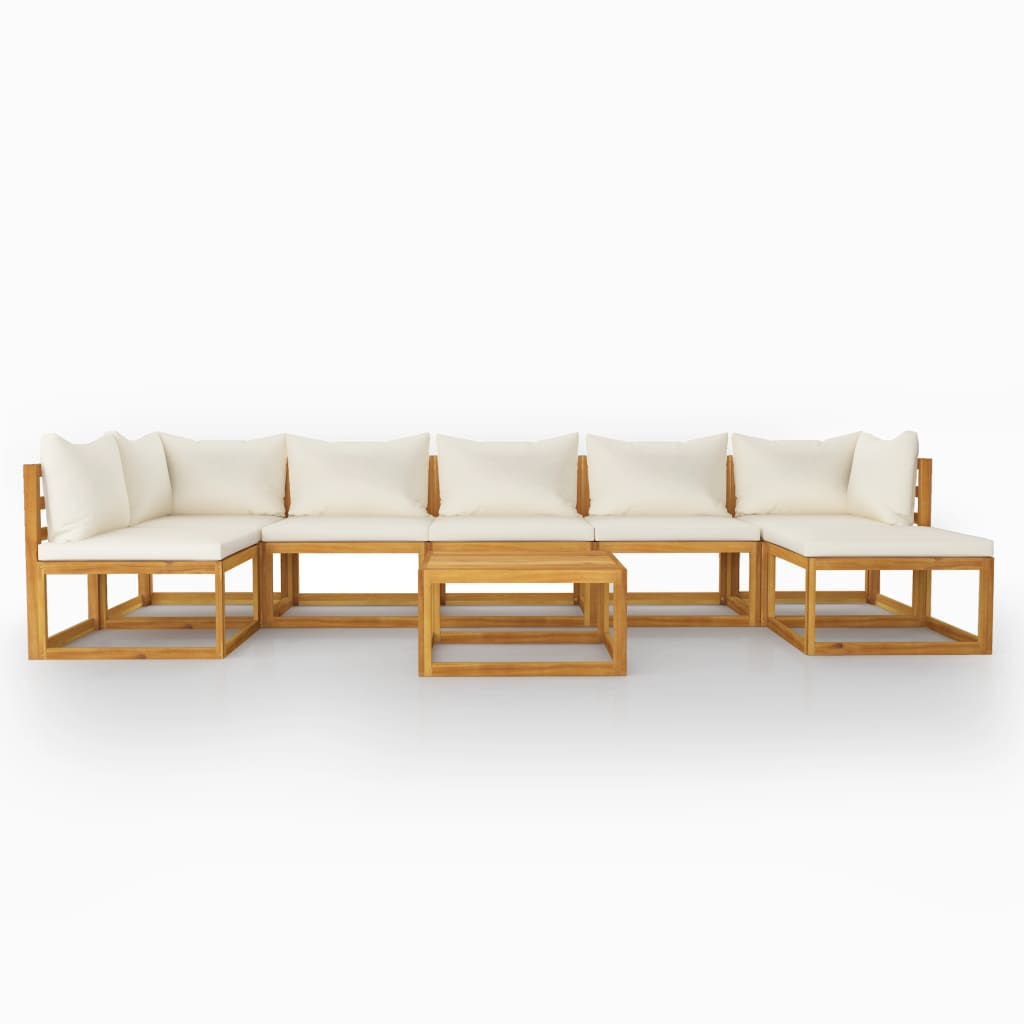 vidaXL 8 Piece Patio Lounge Set with Cushion Cream Solid Acacia Wood