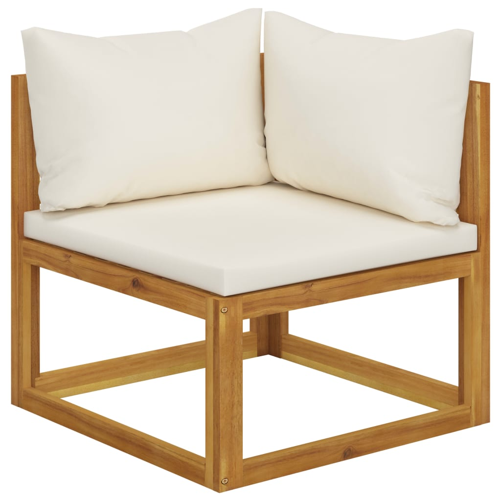 vidaXL 11 Piece Patio Lounge Set with Cushion Cream Solid Acacia Wood