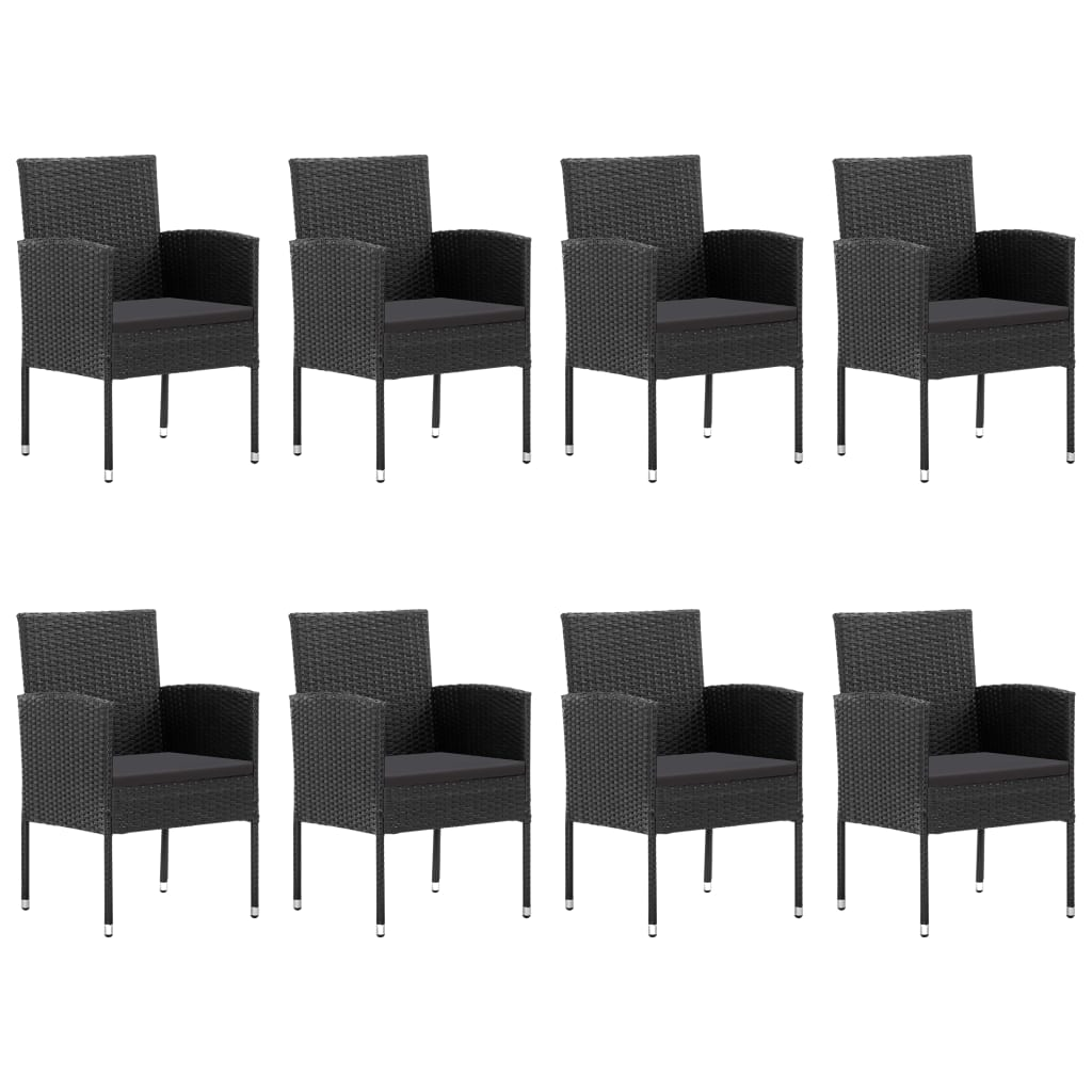 vidaXL 9 Piece Patio Dining Set Black
