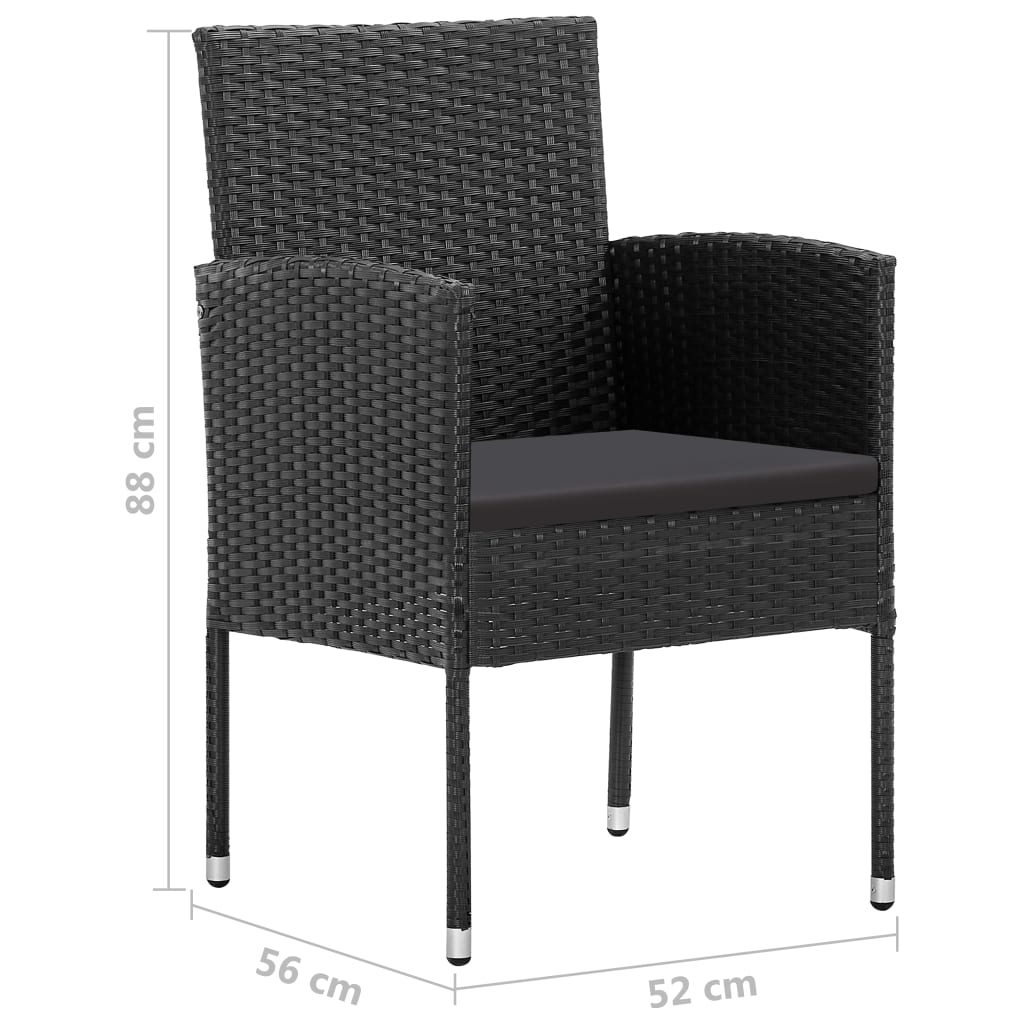 vidaXL 9 Piece Patio Dining Set Black
