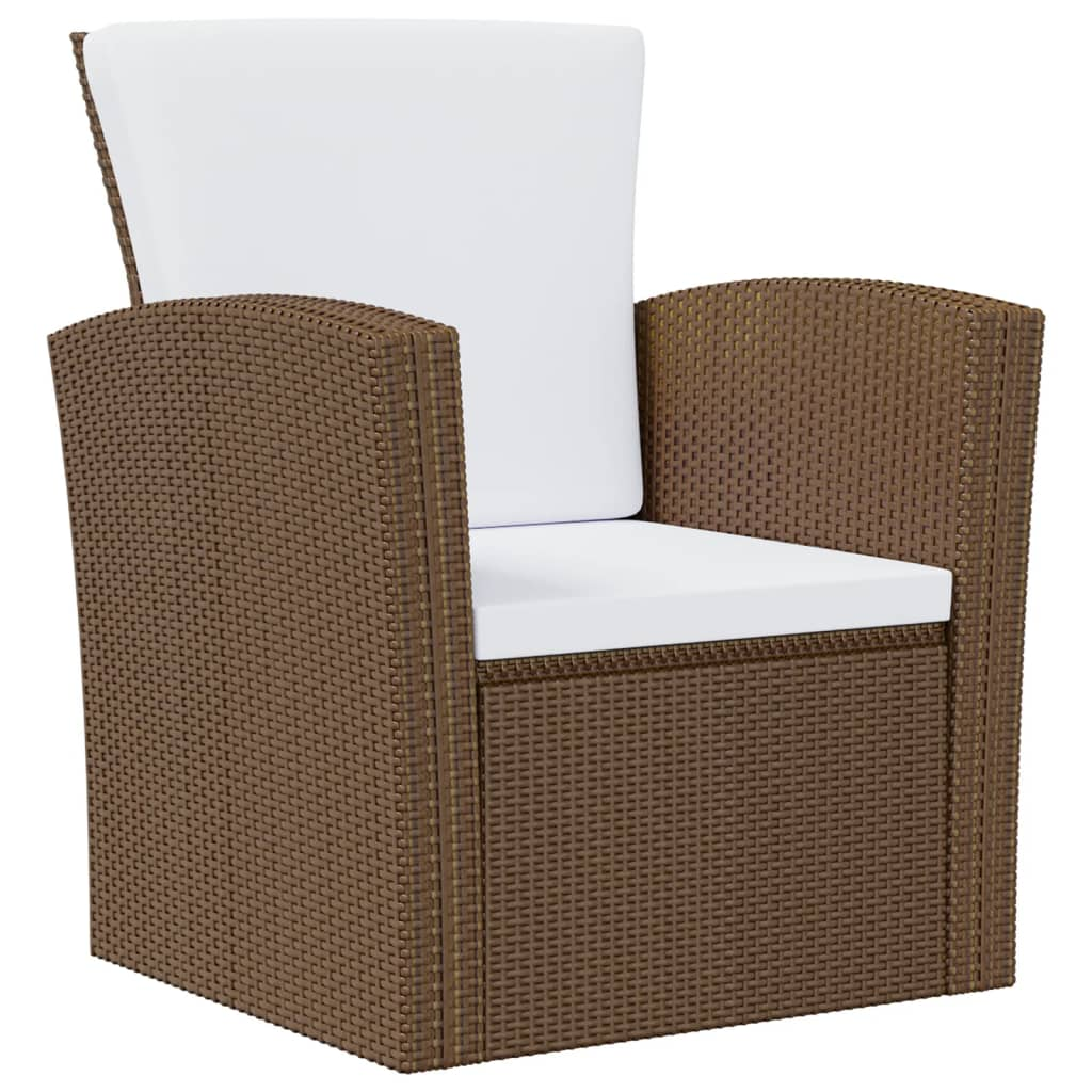 vidaXL 8 Piece Patio Lounge Set with Cushions Poly Rattan Brown