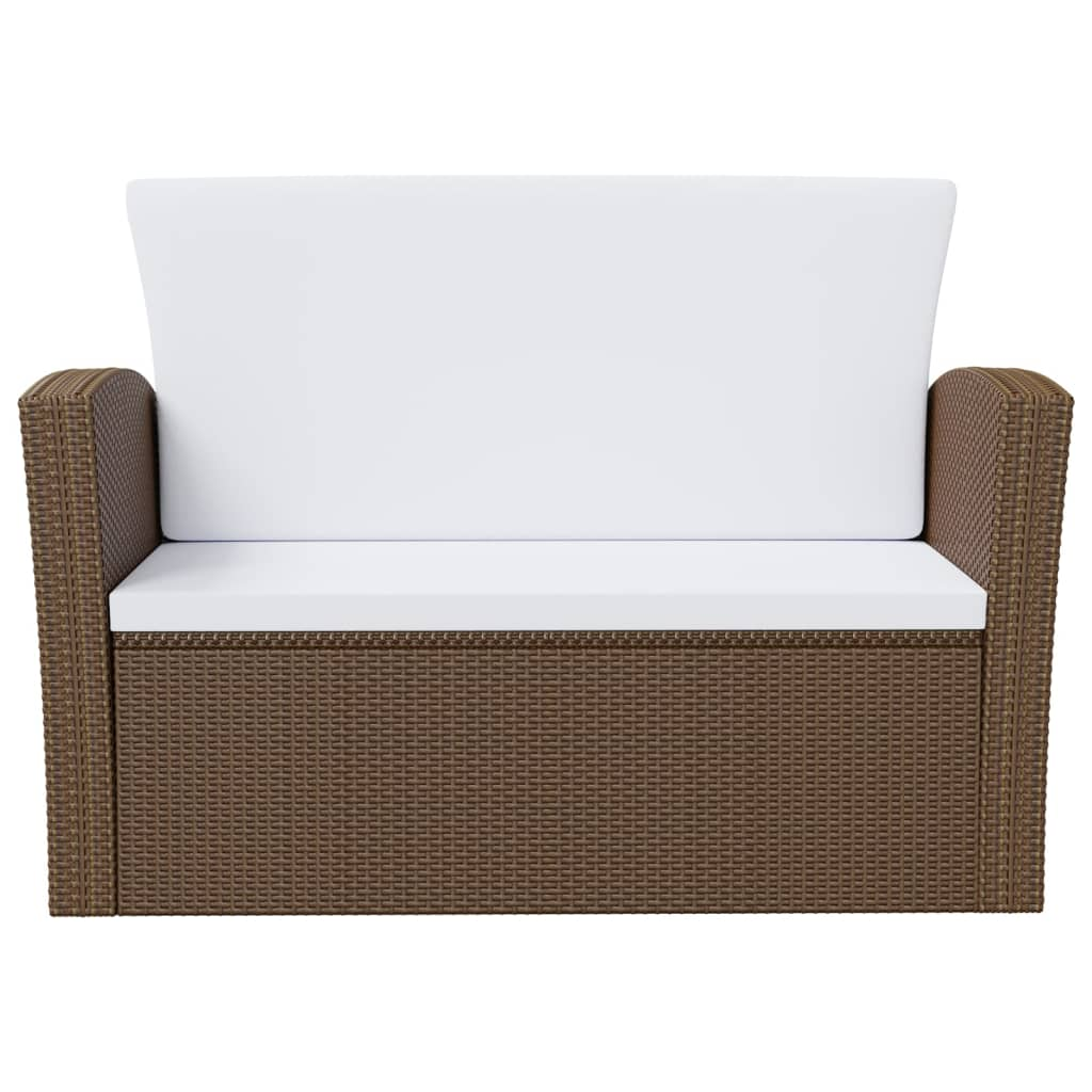 vidaXL 8 Piece Patio Lounge Set with Cushions Poly Rattan Brown