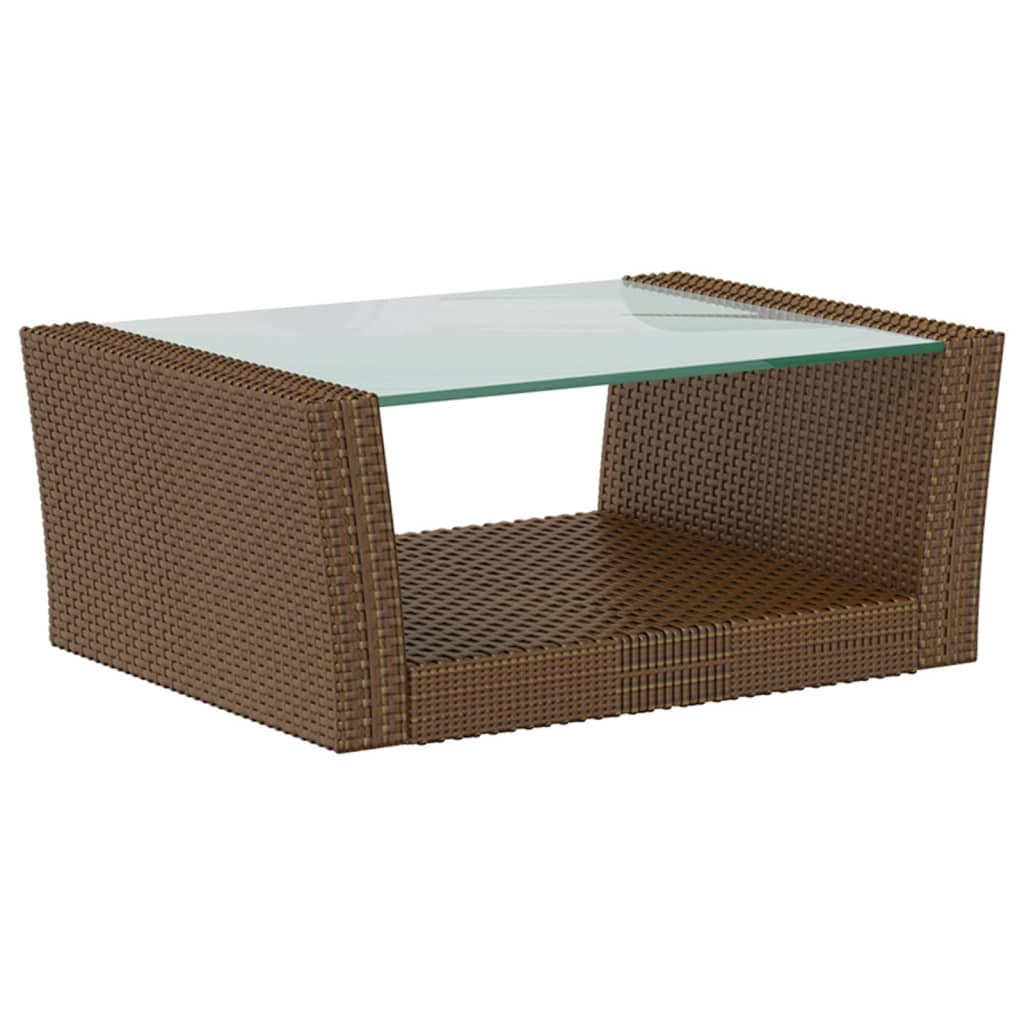 vidaXL 8 Piece Patio Lounge Set with Cushions Poly Rattan Brown