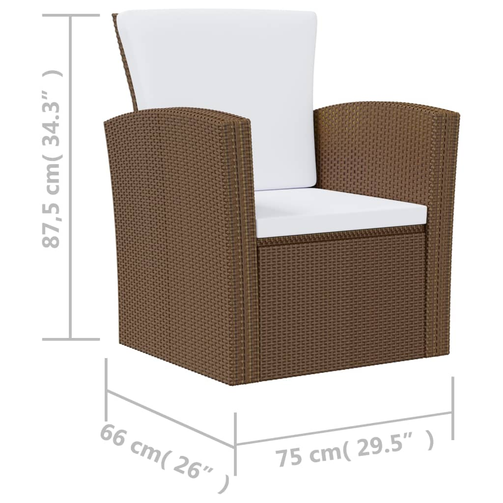 vidaXL 8 Piece Patio Lounge Set with Cushions Poly Rattan Brown