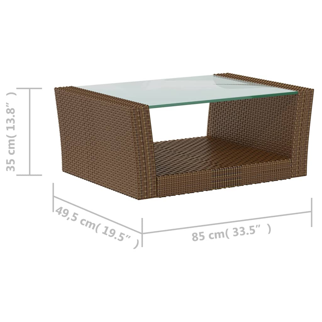 vidaXL 8 Piece Patio Lounge Set with Cushions Poly Rattan Brown