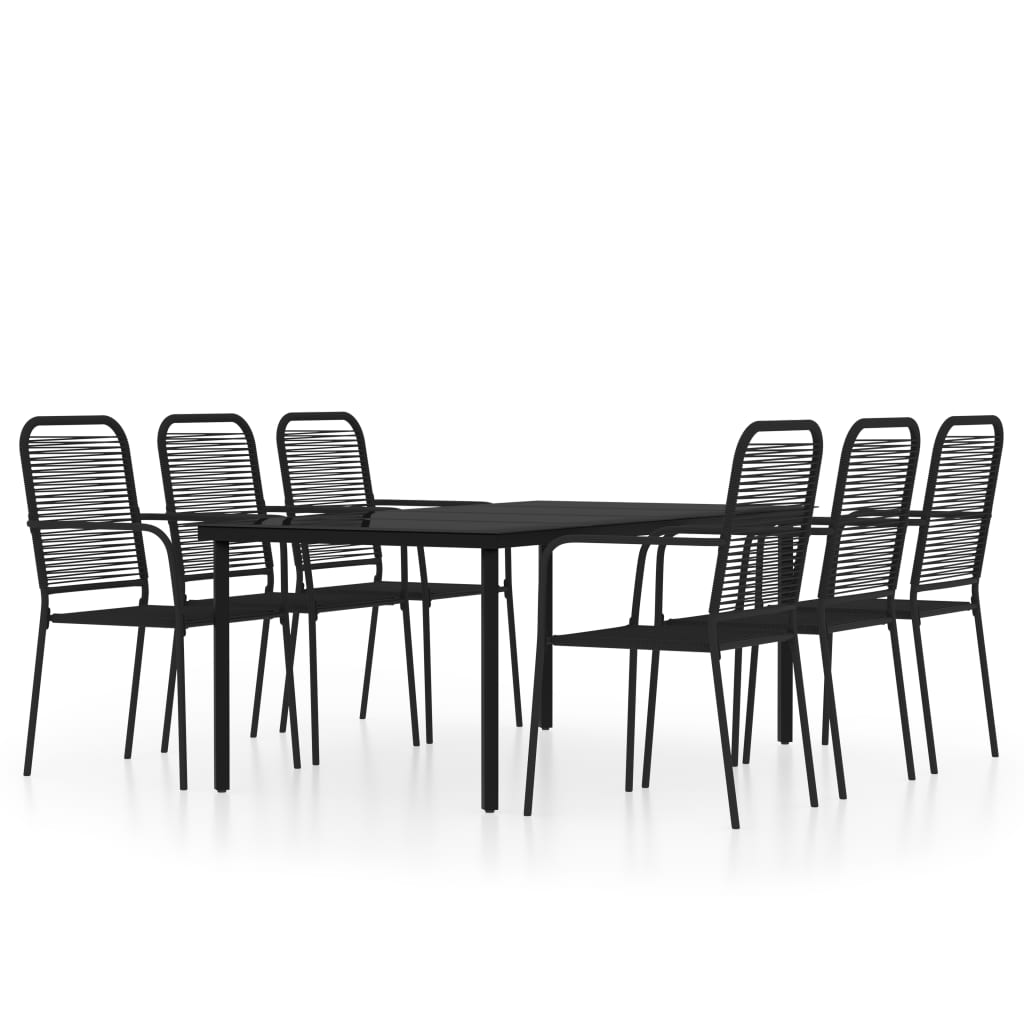 vidaXL 7 Piece Patio Dining Set Black