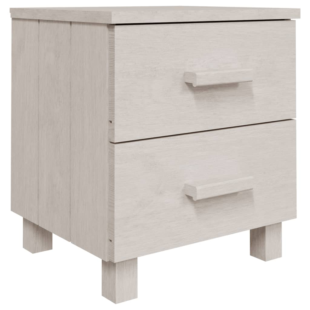 vidaXL Bedside Cabinets HAMAR 2 pcs White 15.7"x13.8"x17.5" Solid Wood