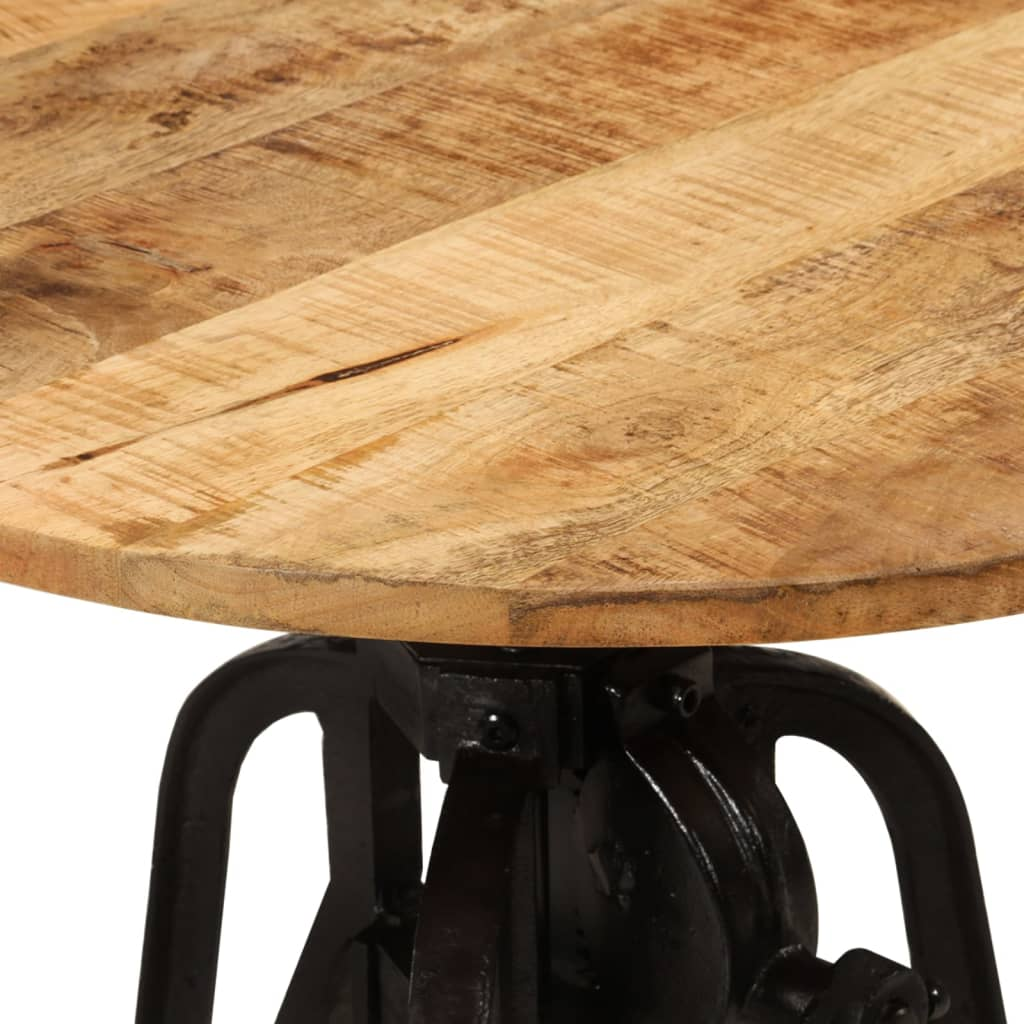 vidaXL Side Table 23.6"x(16.5"-24.4") Solid Wood Mango and Cast Iron