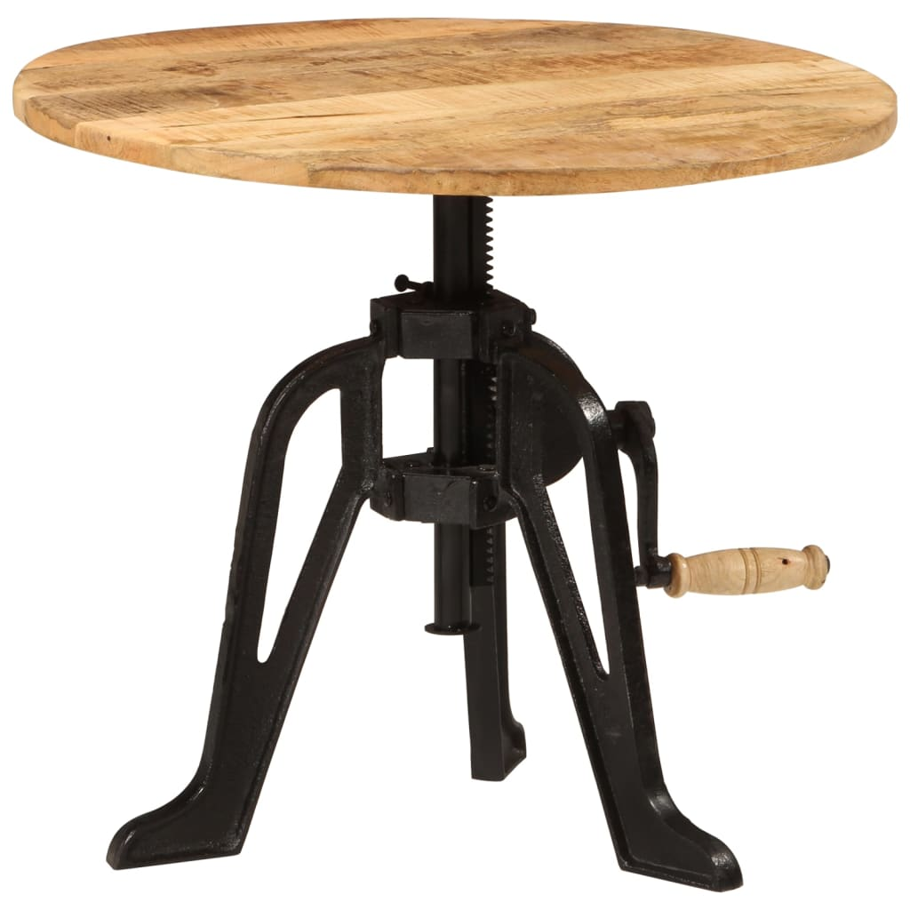 vidaXL Side Table 23.6"x(16.5"-24.4") Solid Wood Mango and Cast Iron