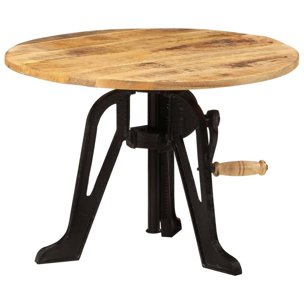 vidaXL Side Table 23.6"x(16.5"-24.4") Solid Wood Mango and Cast Iron