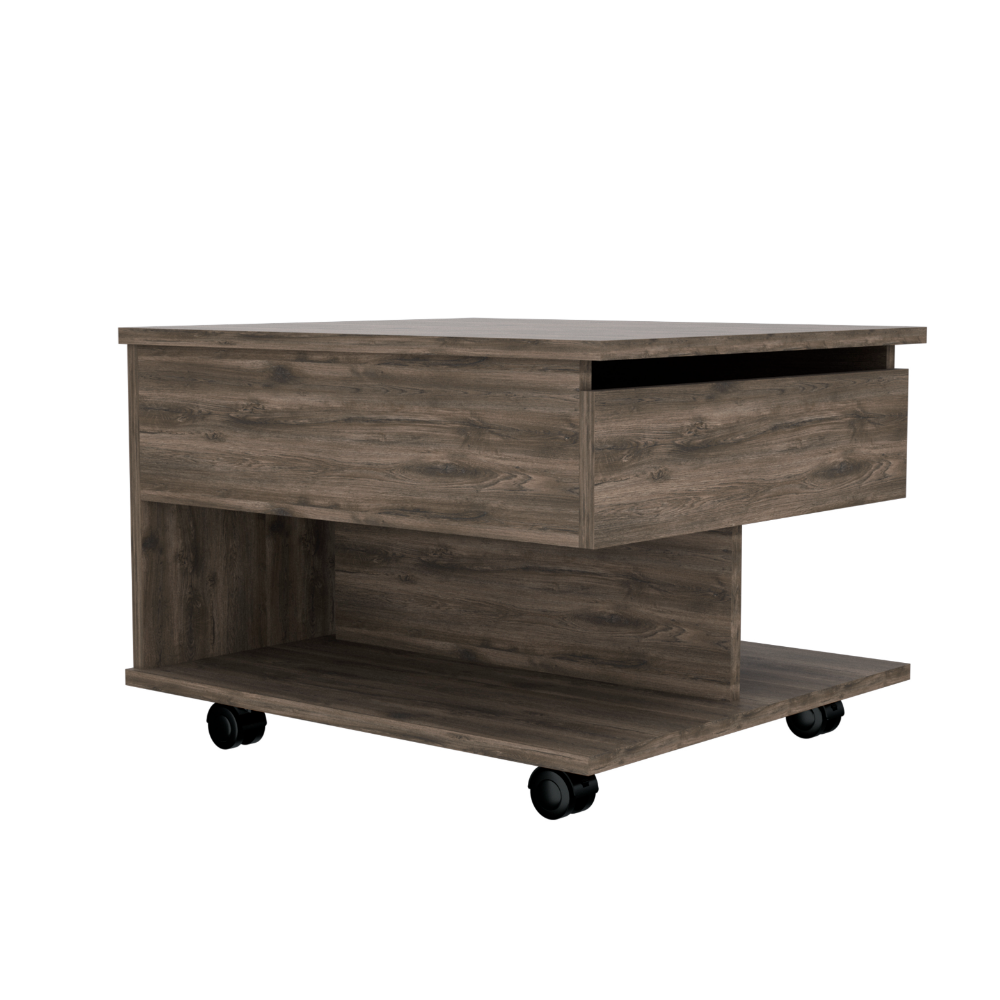 Lift Top Coffee Table Mercuri, Casters, Dark Brown Finish