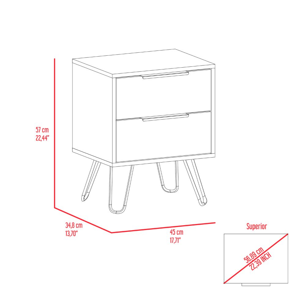 Nightstand Skyoner 2, Harpin Legs, Two Drawers, Black Wengue Finish
