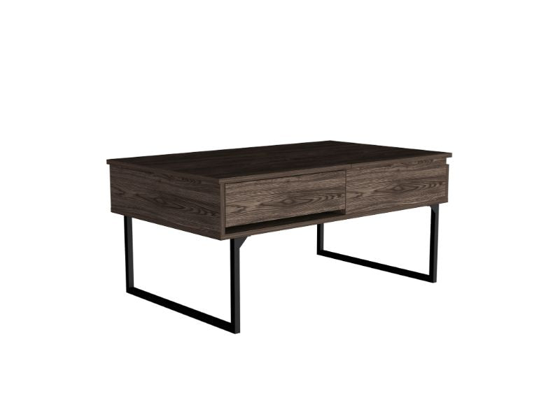 Lift Top Coffee Table With Drawer Vezu, Dark Walnut Finish
