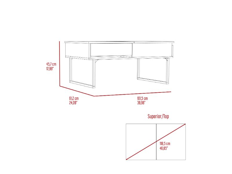 Lift Top Coffee Table With Drawer Vezu, Dark Walnut Finish