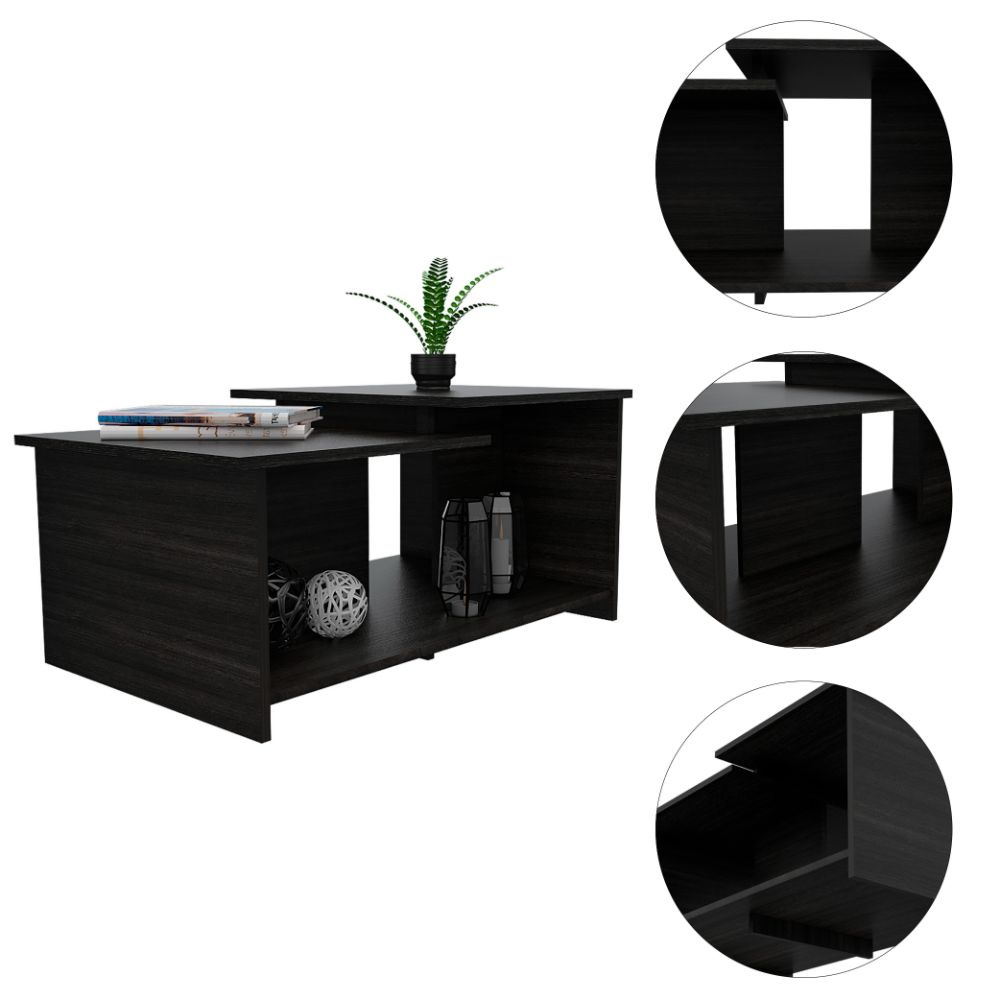 Coffee Table Rochester, Lower Open Shelf, Carbon Espresso Finish