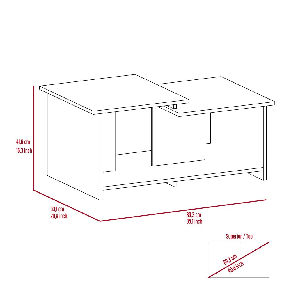 Coffee Table Rochester, Lower Open Shelf, Carbon Espresso Finish