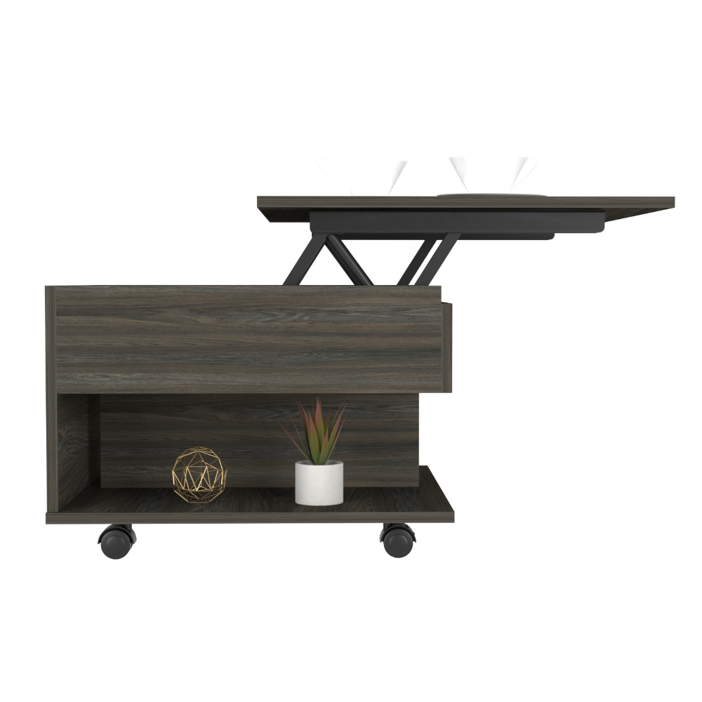 Lift Top Coffee Table Mercuri, Casters, Carbon Espresso Finish