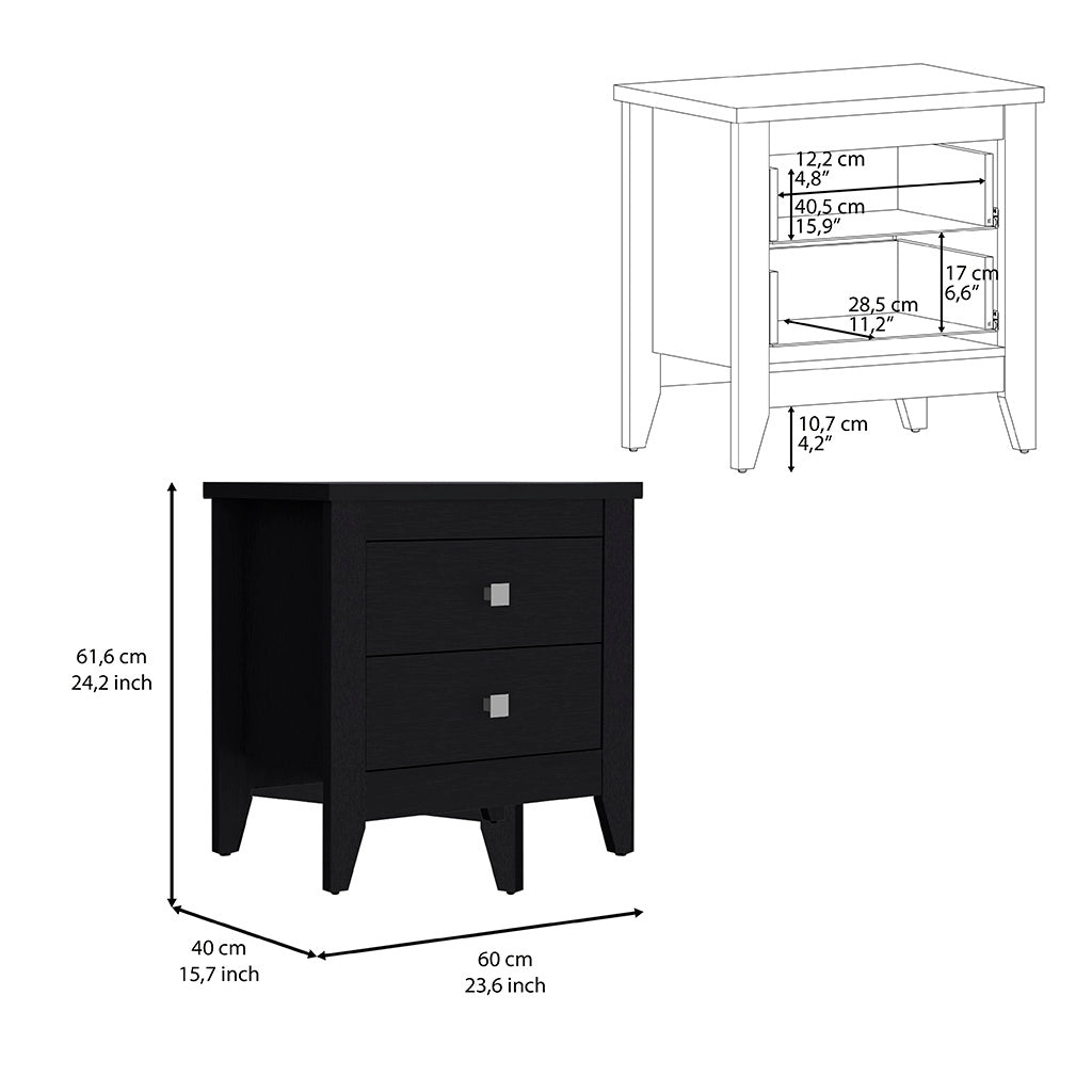 Oasis Nightstand, Two Shelves, Four Legs, Superior Top