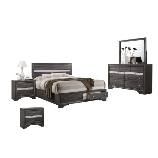 David Gray 5pc Bed Set, two Nightstands - Eastern King