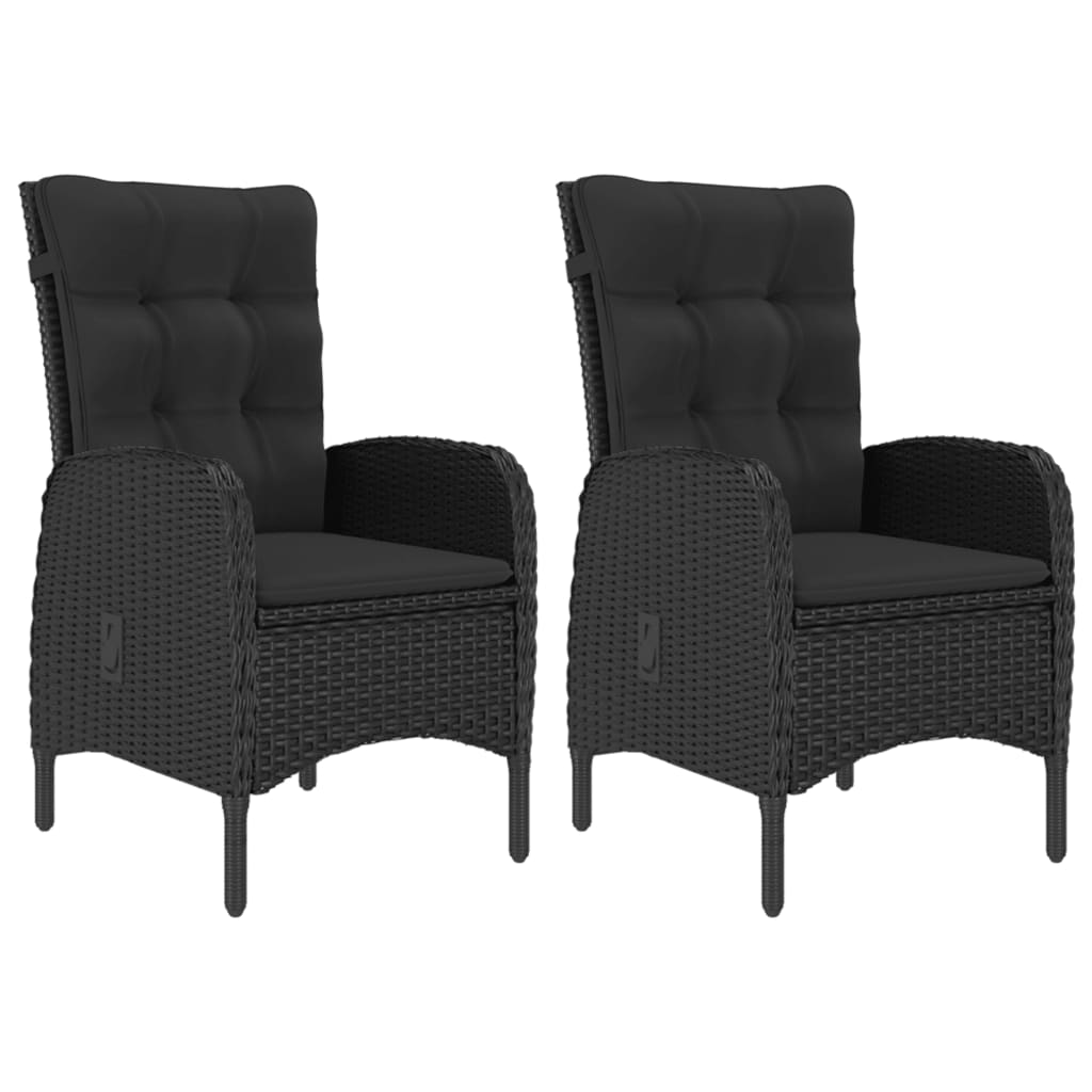 vidaXL 3 Piece Patio Dining Set Poly Rattan and Glass Black
