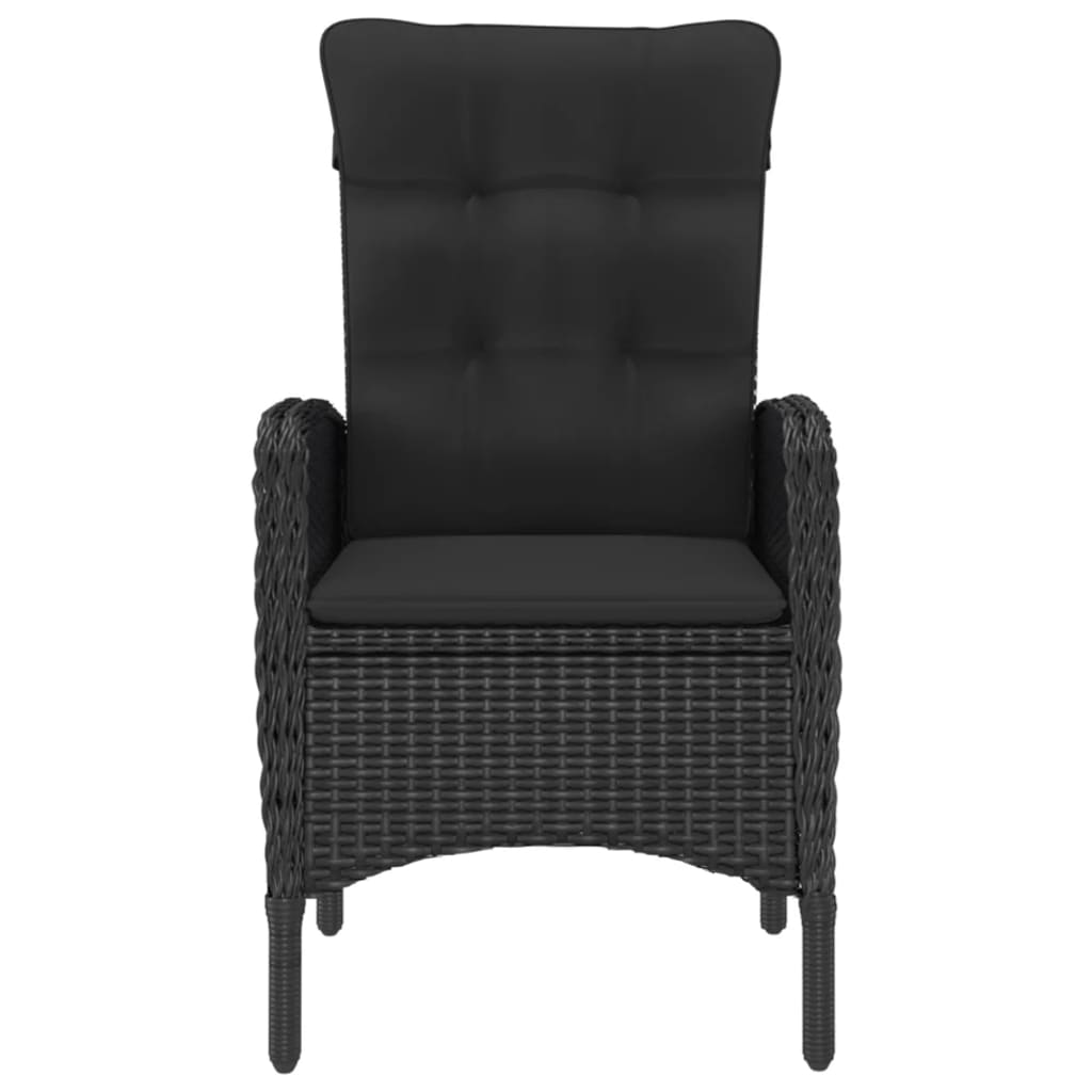 vidaXL 3 Piece Patio Dining Set Poly Rattan and Glass Black