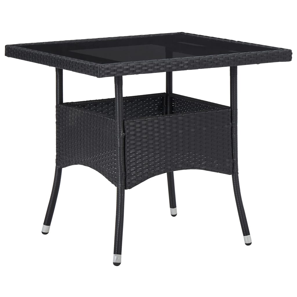 vidaXL 3 Piece Patio Dining Set Poly Rattan and Glass Black