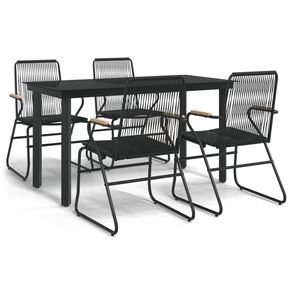 vidaXL 5 Piece Patio Dining Set Black PVC Rattan