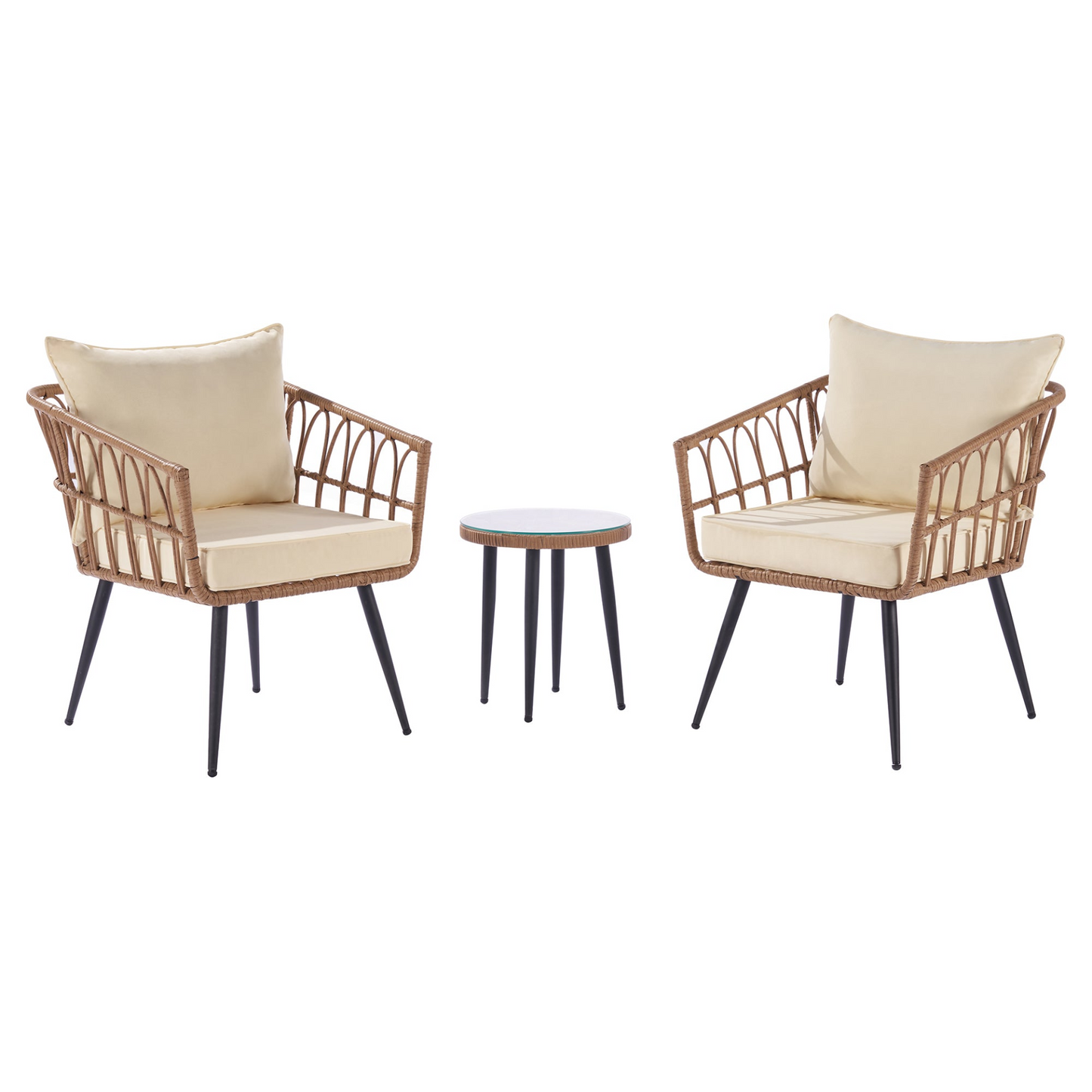 Outdoor Garden Rattan Furniture Sofa And Table Set wood +yellow