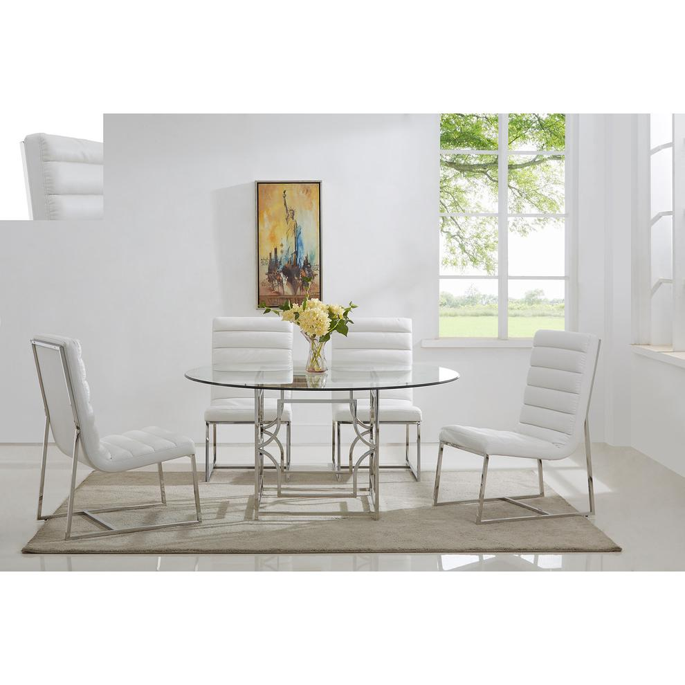 Best Master Alexis 54" Stainless Steel and Glass Round Dining Table in Silver