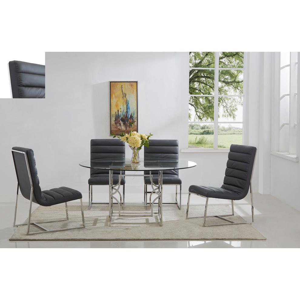 Best Master Alexis 54" Stainless Steel and Glass Round Dining Table in Silver