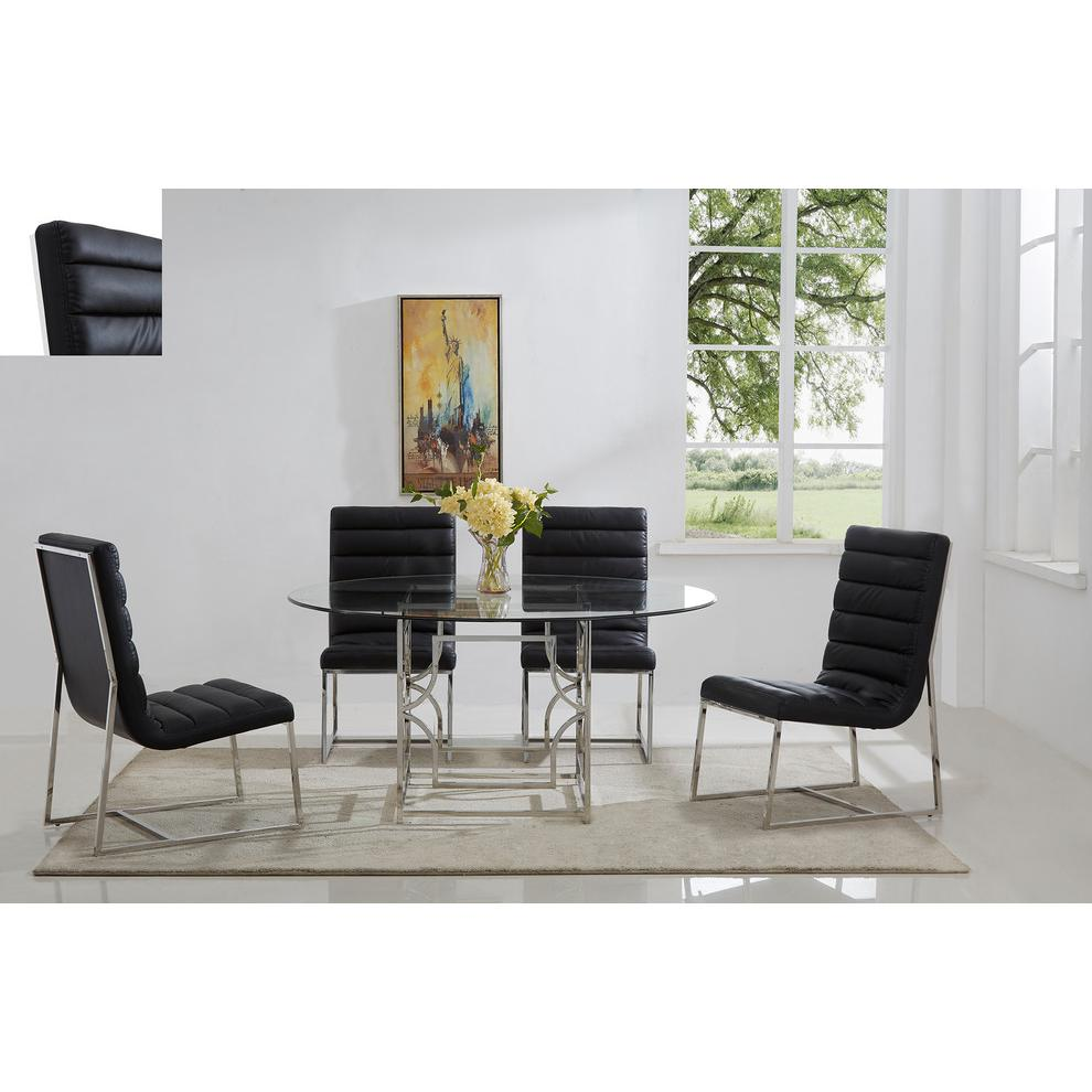 Best Master Alexis 54" Stainless Steel and Glass Round Dining Table in Silver