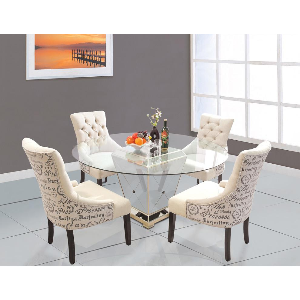 Best Master Round Glass Dining Table in Mirror Base with Bronze