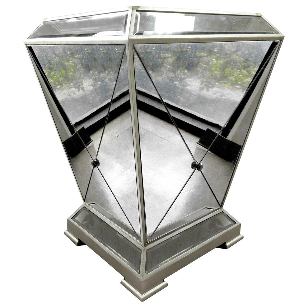 Best Master Round Glass Dining Table in Mirror Base with Bronze