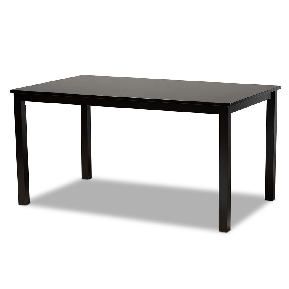 Sand Fabric Upholstered and Dark Brown Finished Wood 7-Piece Dining Set