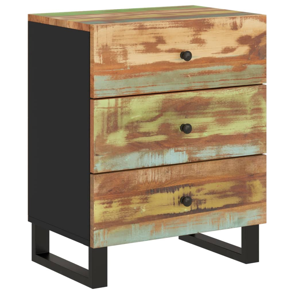 vidaXL Bedside Cabinet 19.7"x13"x24.4" Solid Wood Reclaimed&Engineered Wood