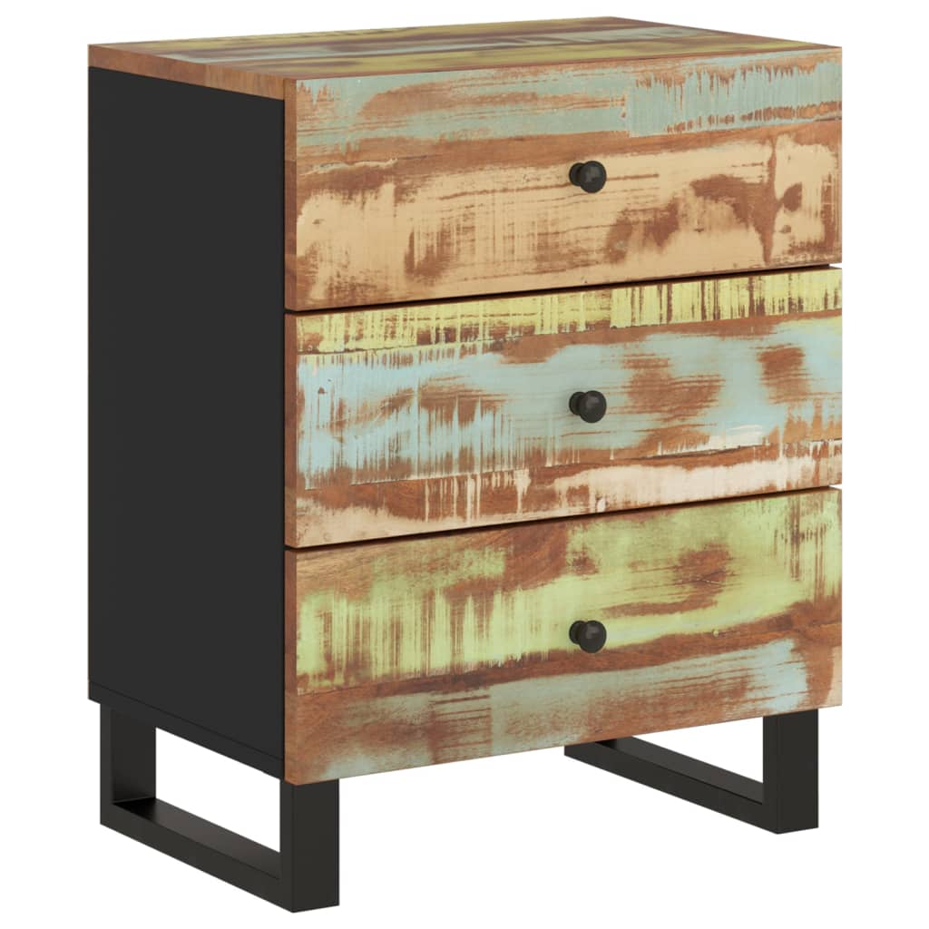 vidaXL Bedside Cabinet 19.7"x13"x24.4" Solid Wood Reclaimed&Engineered Wood