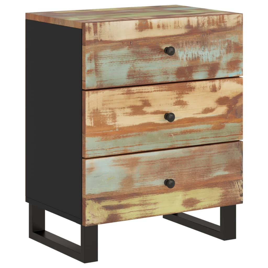 vidaXL Bedside Cabinet 19.7"x13"x24.4" Solid Wood Reclaimed&Engineered Wood
