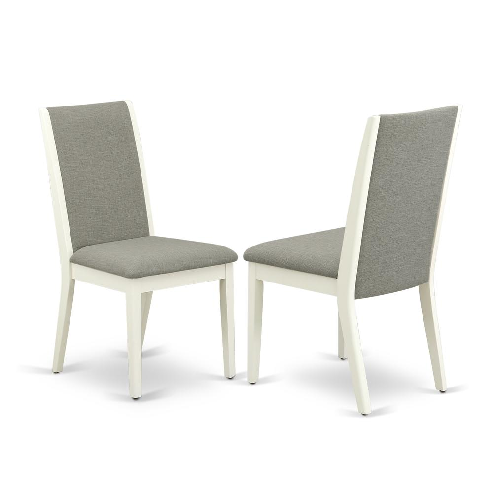 East West Furniture V097LA206-9 9-Piece Amazing Dinette Set a Great Cement Color Modern Dining Table Top and 8 Lovely Linen Fabric Parson Chairs with Stylish Chair Back, Linen White Finish