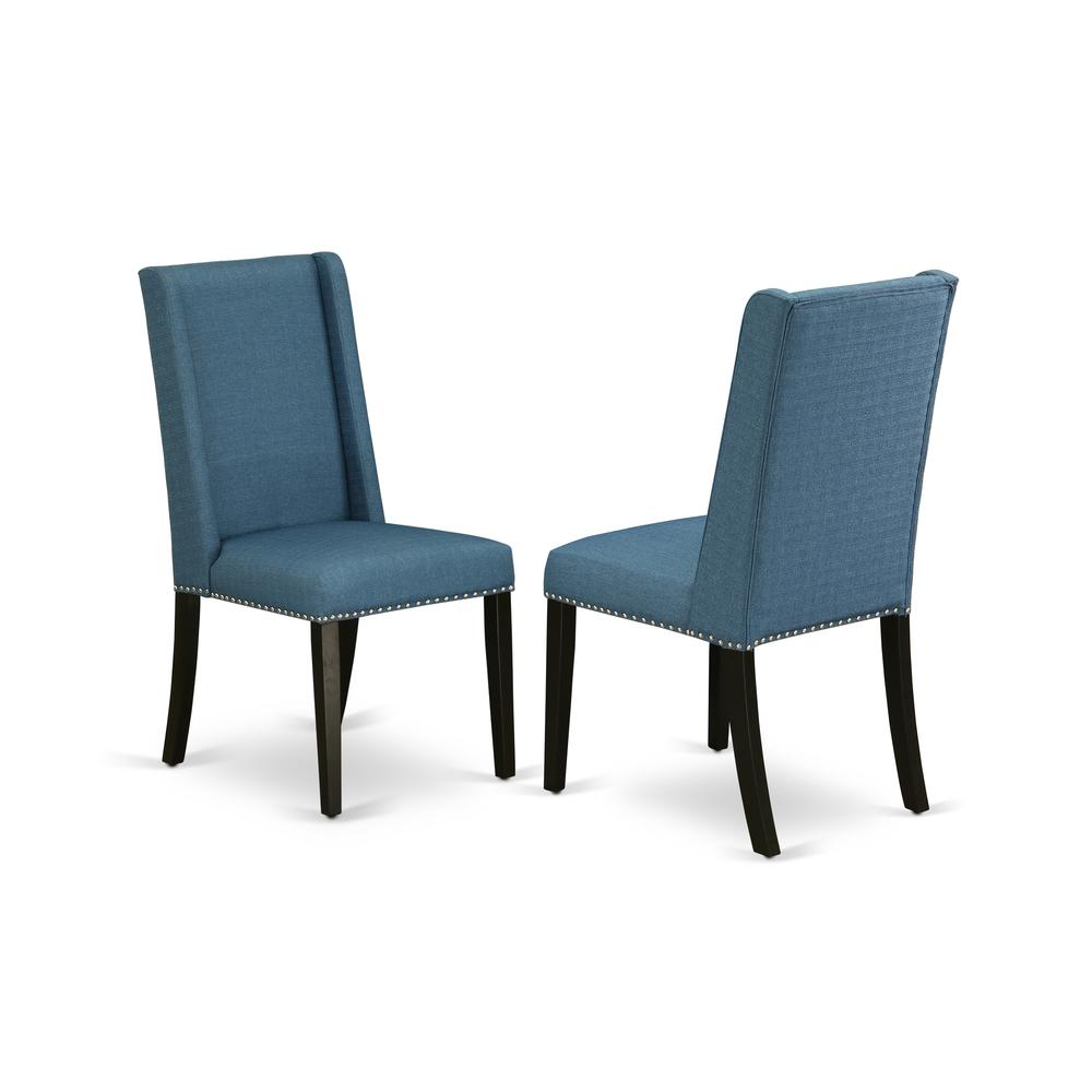 East West Furniture X627FL121-9 9-Piece Stylish Rectangular Dining Room Table Set a Great Cement Color Kitchen Rectangular Table Top and 8 Beautiful Linen Fabric Parson Dining Room Chairs with Nail He
